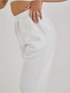 Bride Embroidered White Jogger Pants